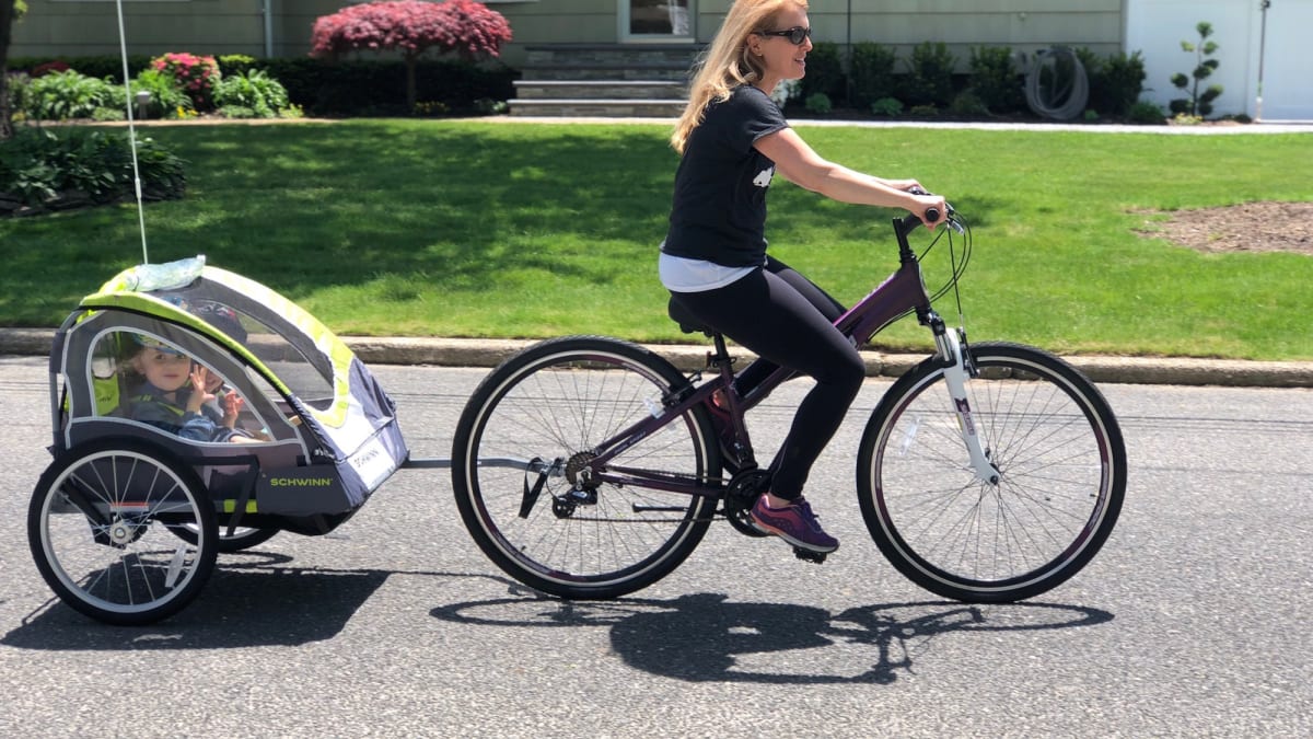 mom and kid bike
