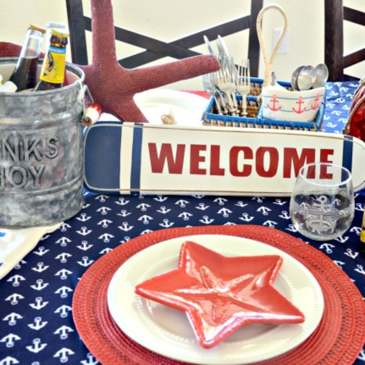 Red, White and Blue Nautical Table Decor for Your Next Summer