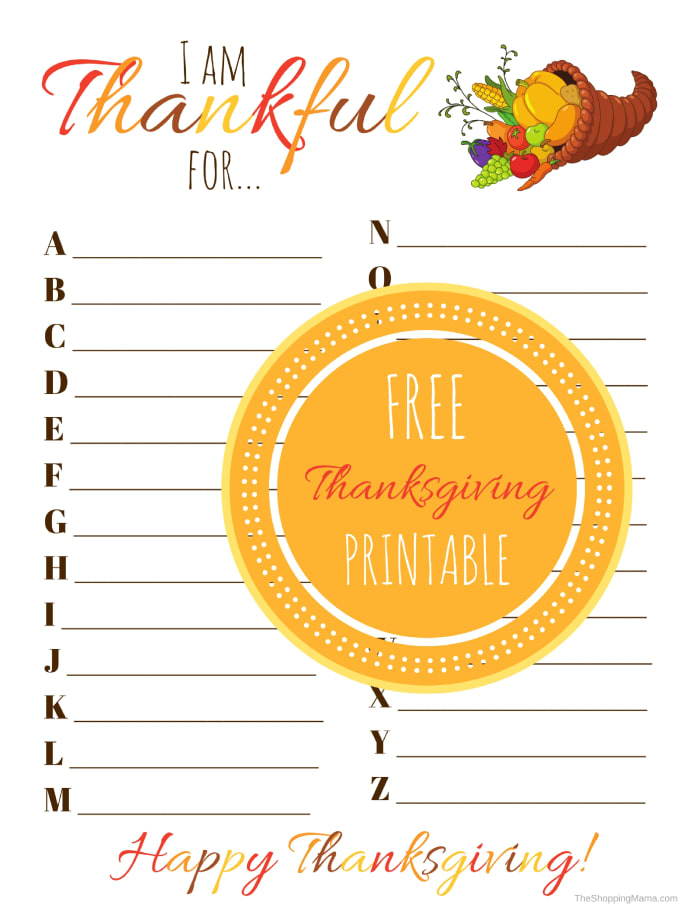 Thanksgiving ABC Printable - MomTrends